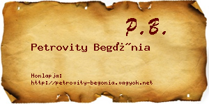 Petrovity Begónia névjegykártya